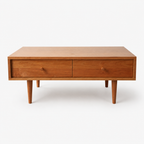 Oxelaand Cherry Coffee Table with Drawers on a neutral background